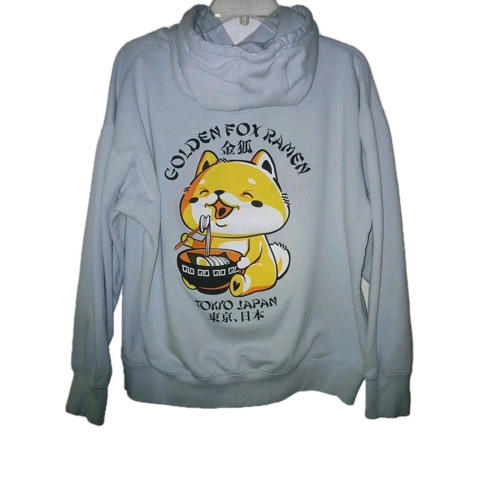 Golden Fox Ramen Tokyo Japan Large Powder Blue Hoodie